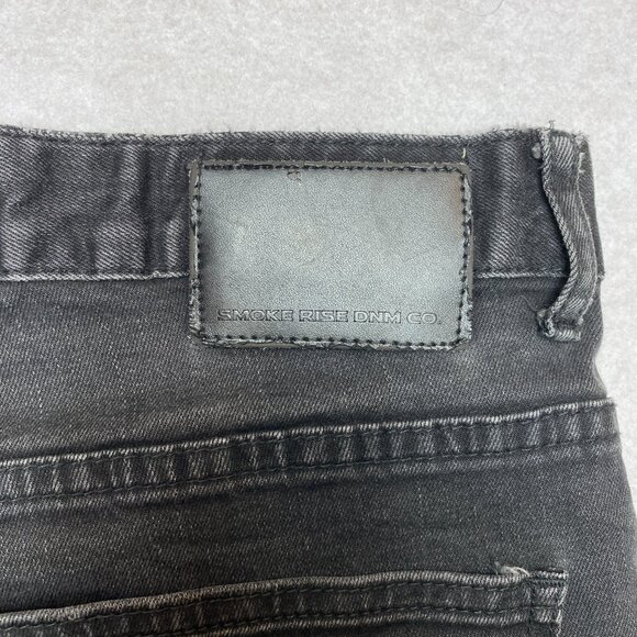 Smoke Rise Jeans Men's 36 x 32 Black Distressed Destroyed Rip Skinny Stretch - Picture 8 of 8